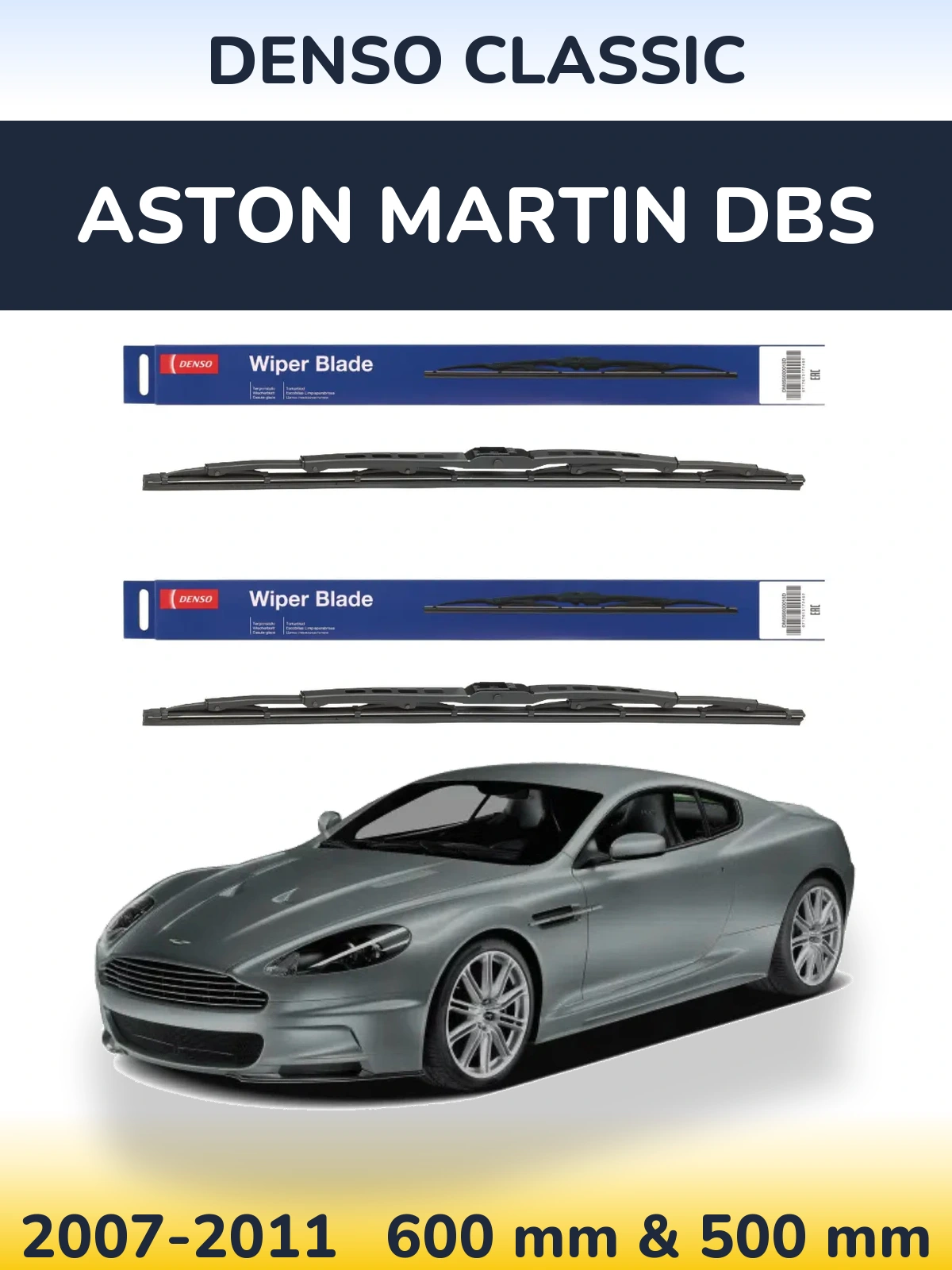 Komplet przednich wycieraczek Denso Classic 600 & 500 mm do Aston Martin DBS 2007-2011