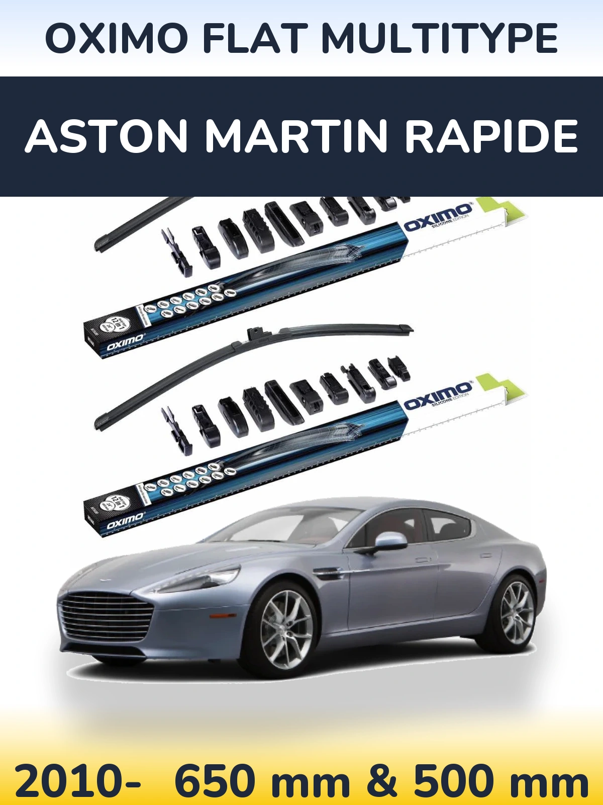Komplet przednich wycieraczek Oximo Flat MultiType 650 & 500 mm do Aston Martin Rapide 2010-2026