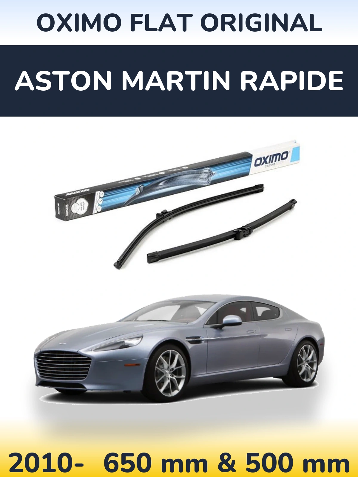 Komplet przednich wycieraczek Oximo Flat Original 650 & 500 mm do Aston Martin Rapide 2010-2026
