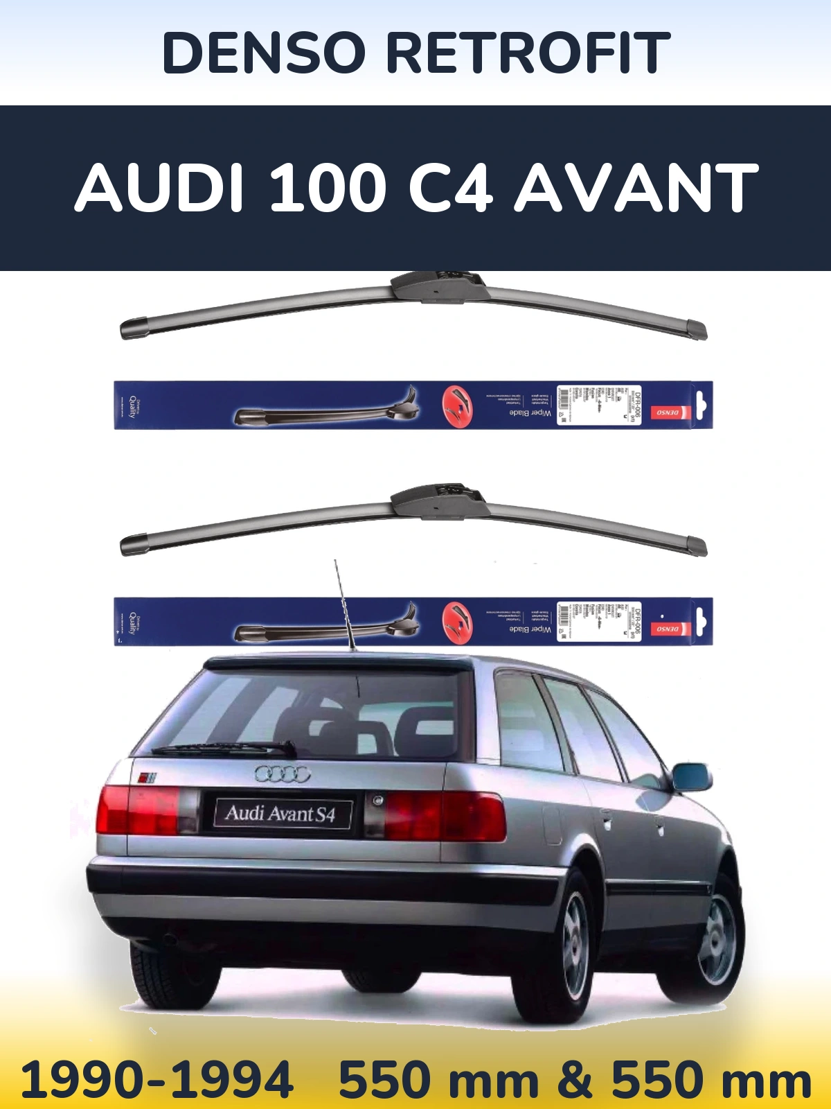 Комплект передніх щіток Denso Retrofit 550 & 550 мм для Audi 100 C4 Avant 1990-1994