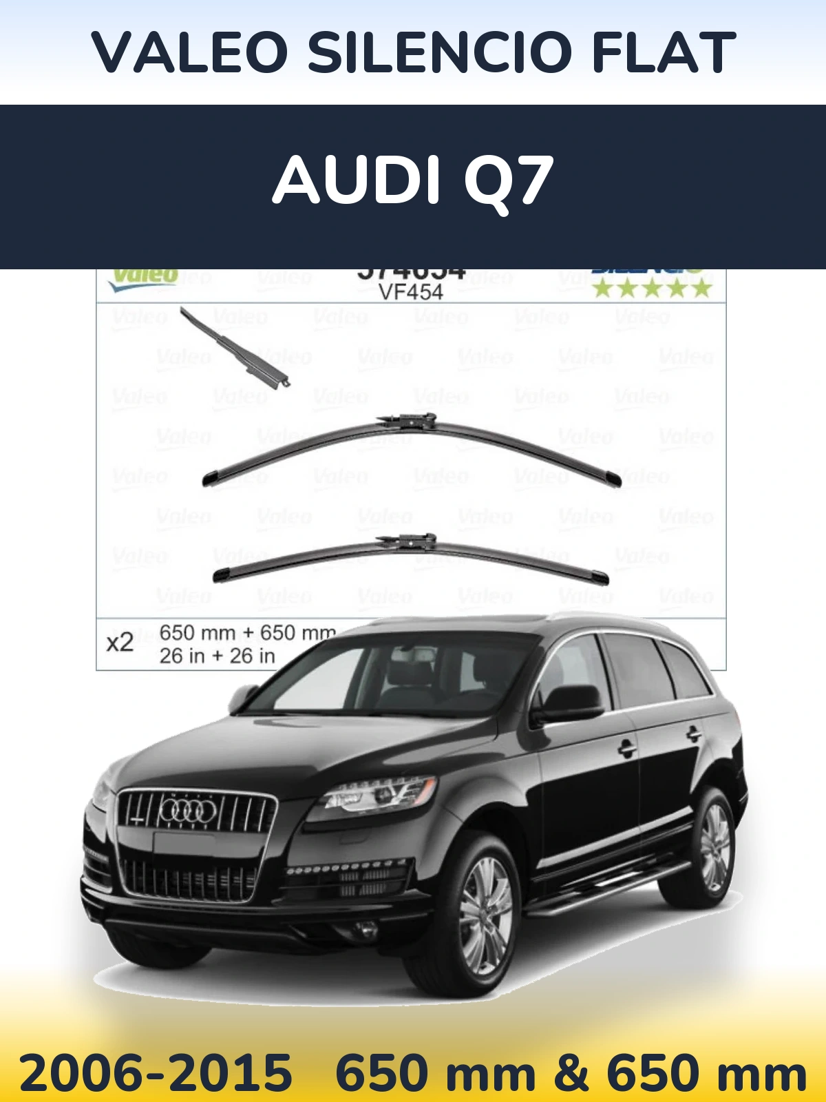 Комплект передних дворников Valeo Silencio Flat 650 & 650 мм для Audi Q7 2006-2015