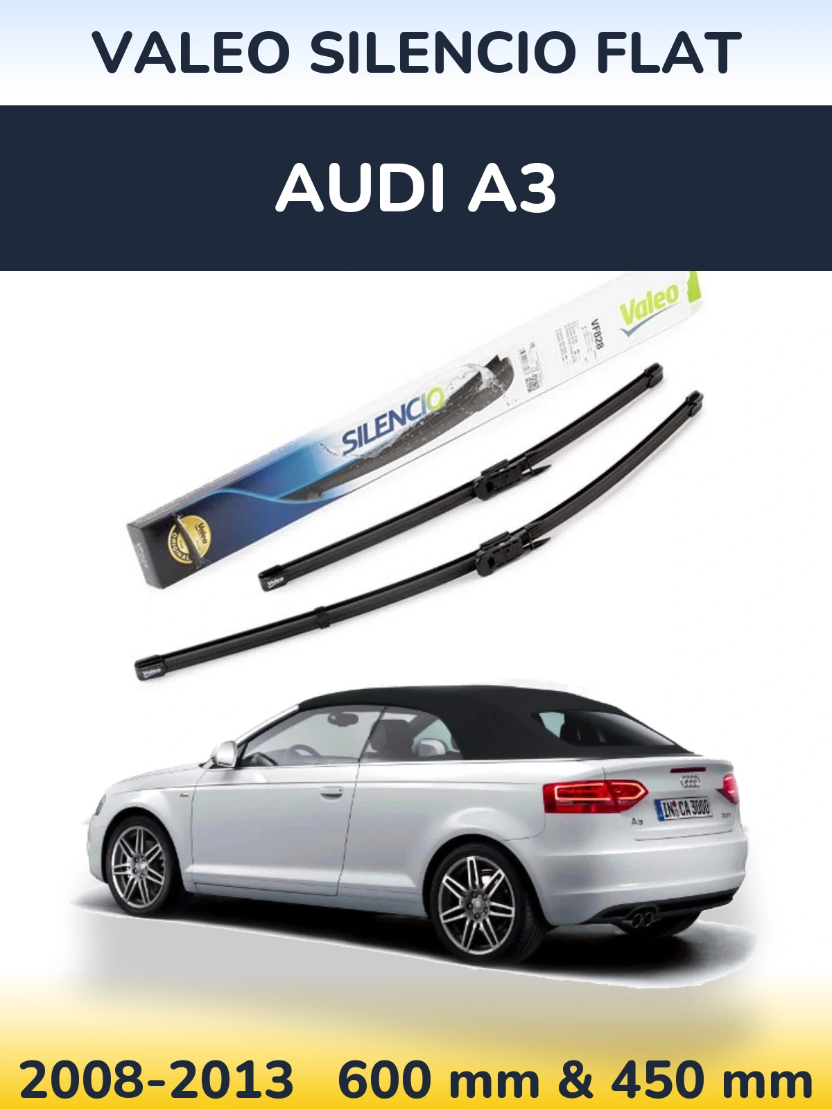 Комплект передних дворников Valeo Silencio Flat 600 & 450 мм для Audi A3 2008-2013
