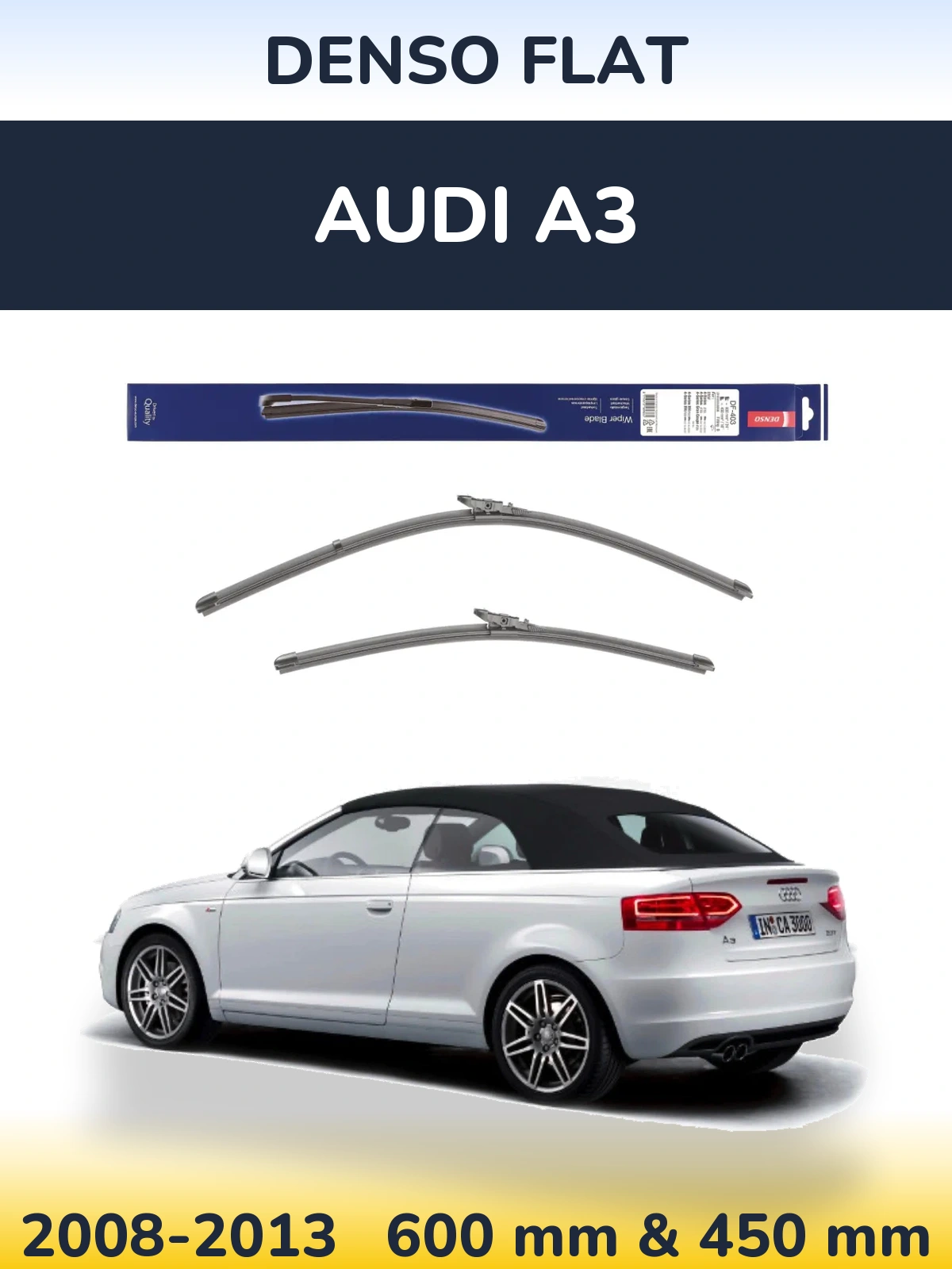 Komplet przednich wycieraczek Denso Flat 600 & 450 mm do Audi A3 2008-2013