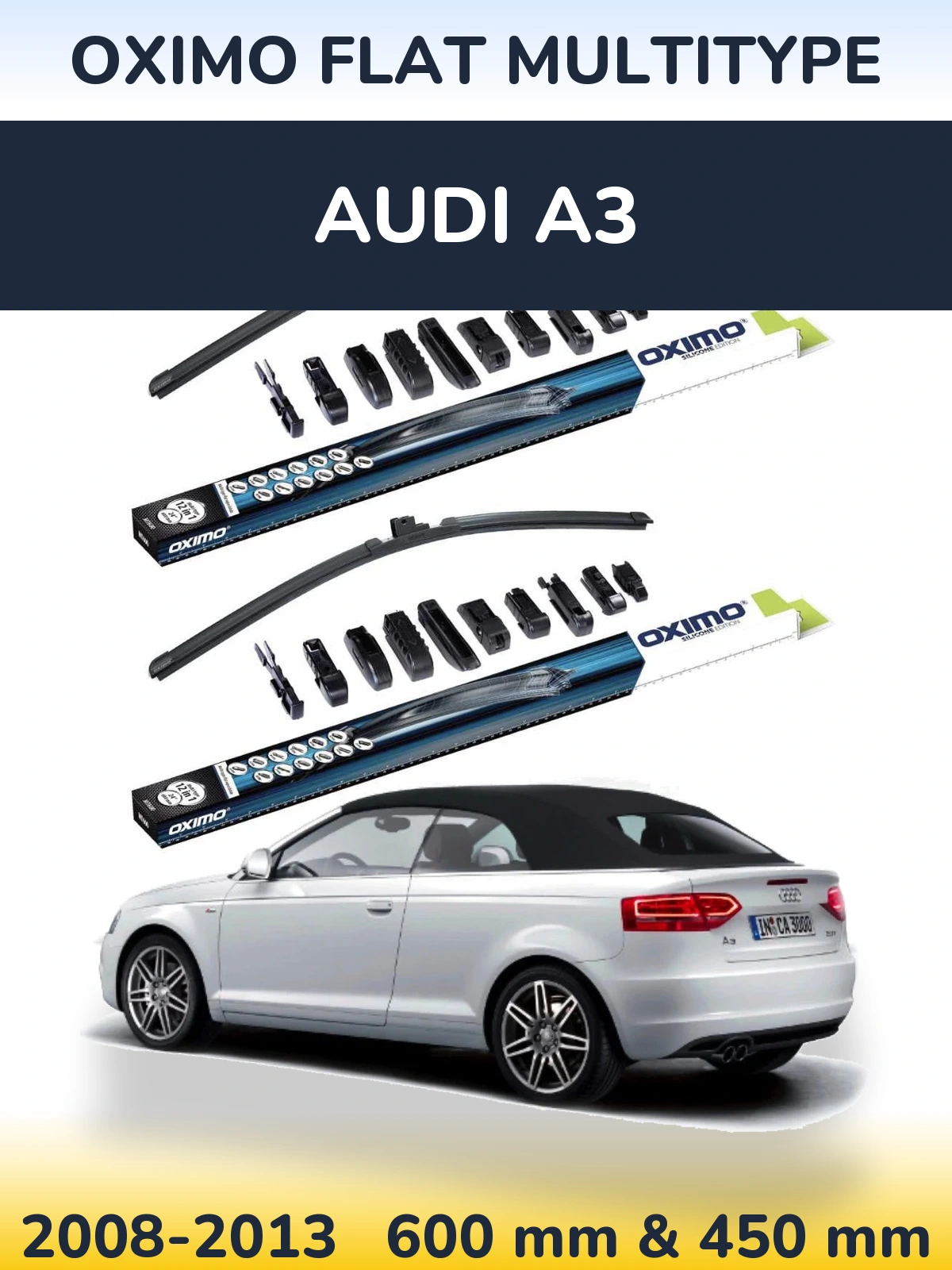 Komplet przednich wycieraczek Oximo Flat MultiType 600 & 450 mm do Audi A3 2008-2013