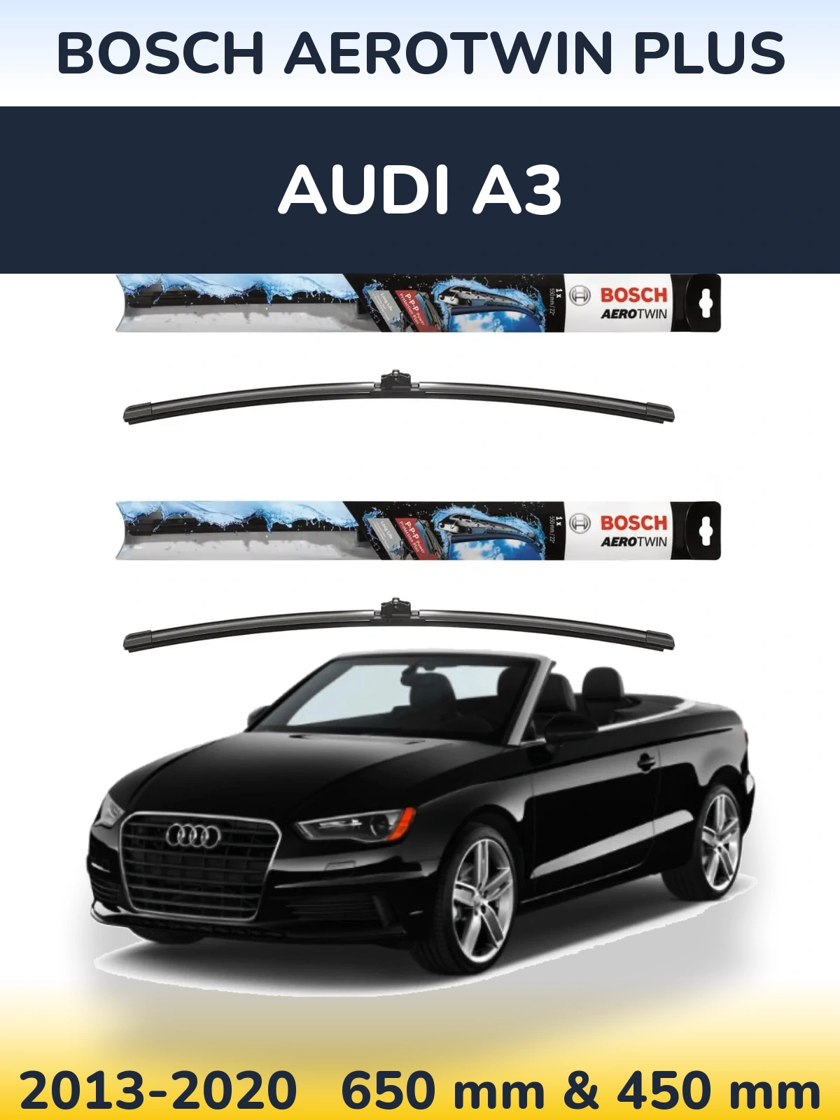 Komplet przednich wycieraczek BOSCH AeroTwin Plus 650 & 450 mm do Audi A3 2013-2020