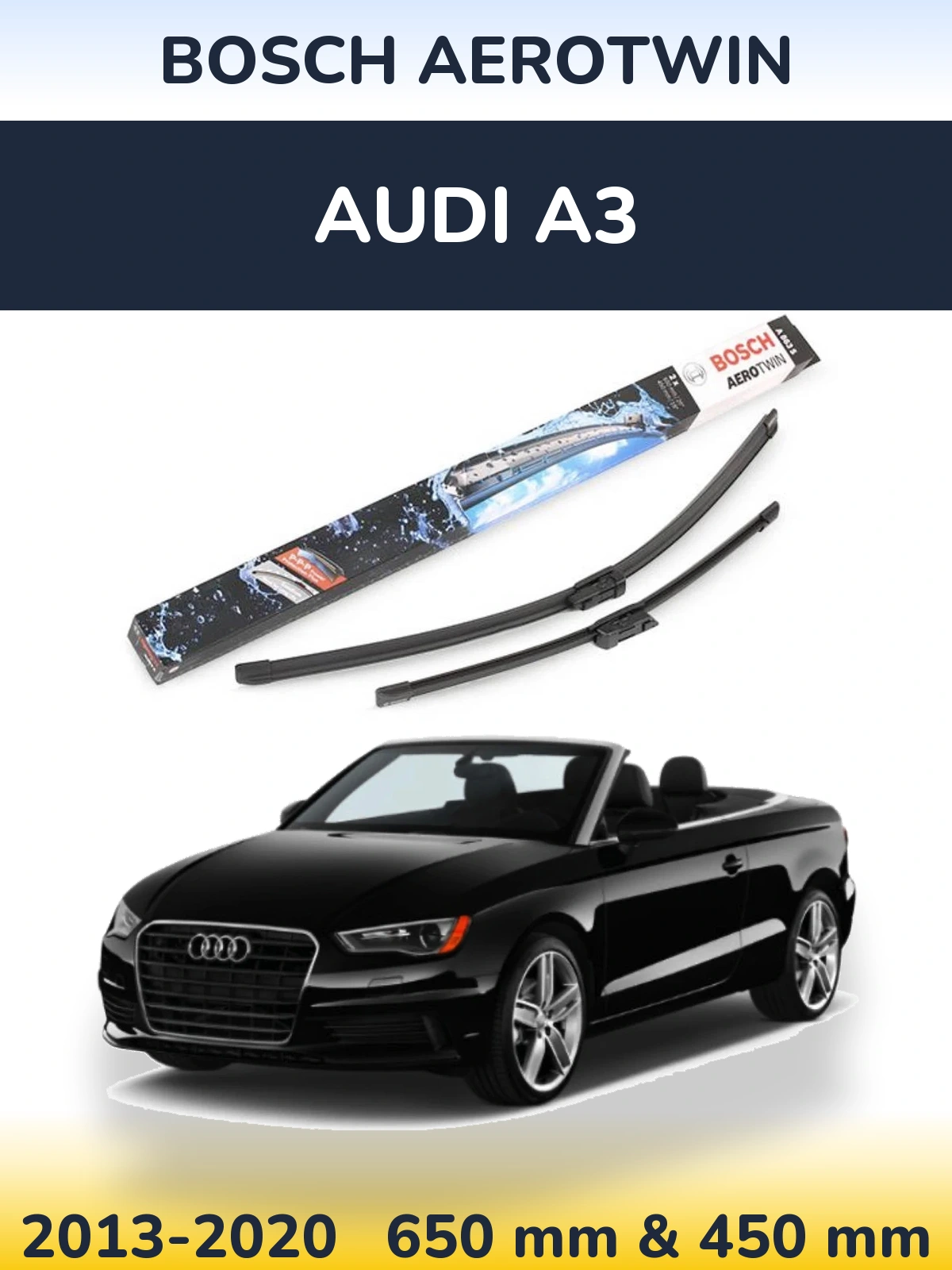 Komplet przednich wycieraczek BOSCH AeroTwin 650 & 450 mm do Audi A3 2013-2020