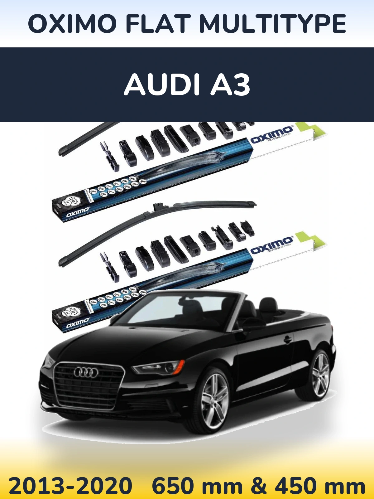 Komplet przednich wycieraczek Oximo Flat MultiType 650 & 450 mm do Audi A3 2013-2020
