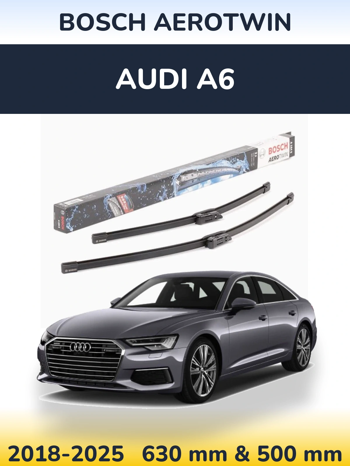 Front wiper blade set BOSCH AeroTwin 630 & 500 mm for Audi A6 2018-2025