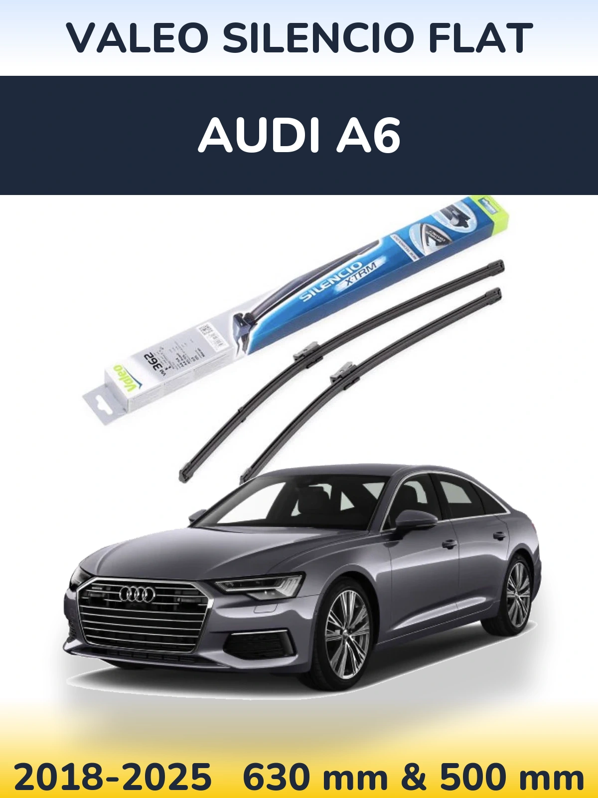 Komplet przednich wycieraczek Valeo Silencio Flat 600 & 500 mm do Audi A6 2018-2025