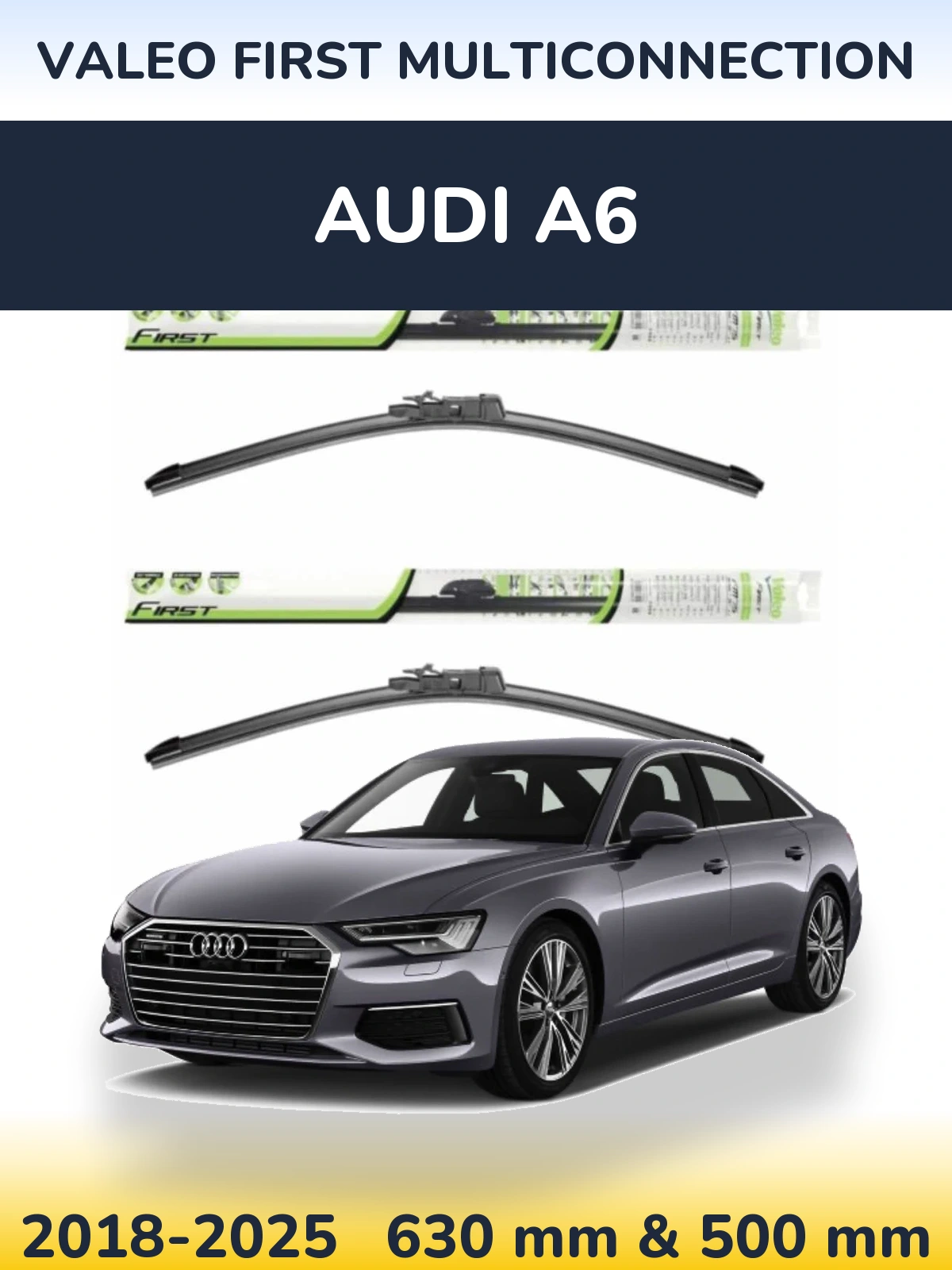 Комплект передніх щіток Valeo First MultiConnection 600 & 500 мм для Audi A6 2018-2025