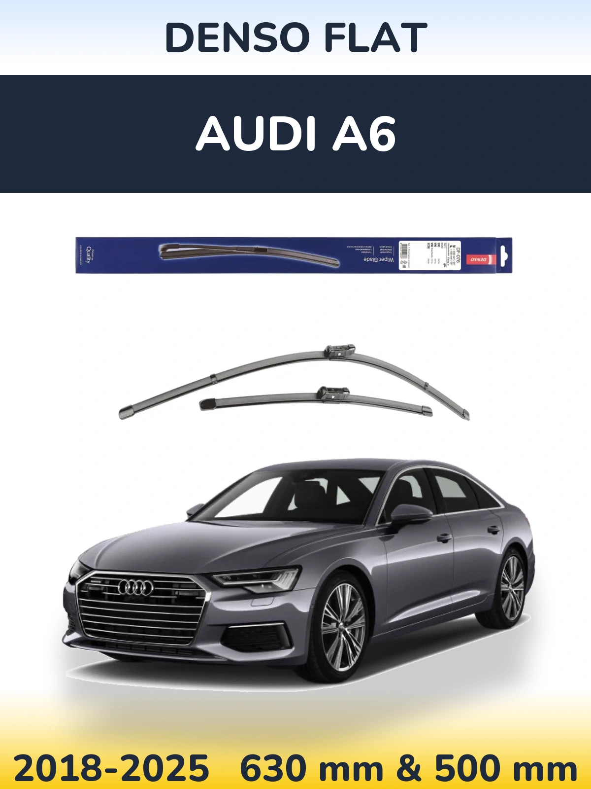 Front wiper blade set Denso Flat 630 & 500 mm for Audi A6 2018-2025