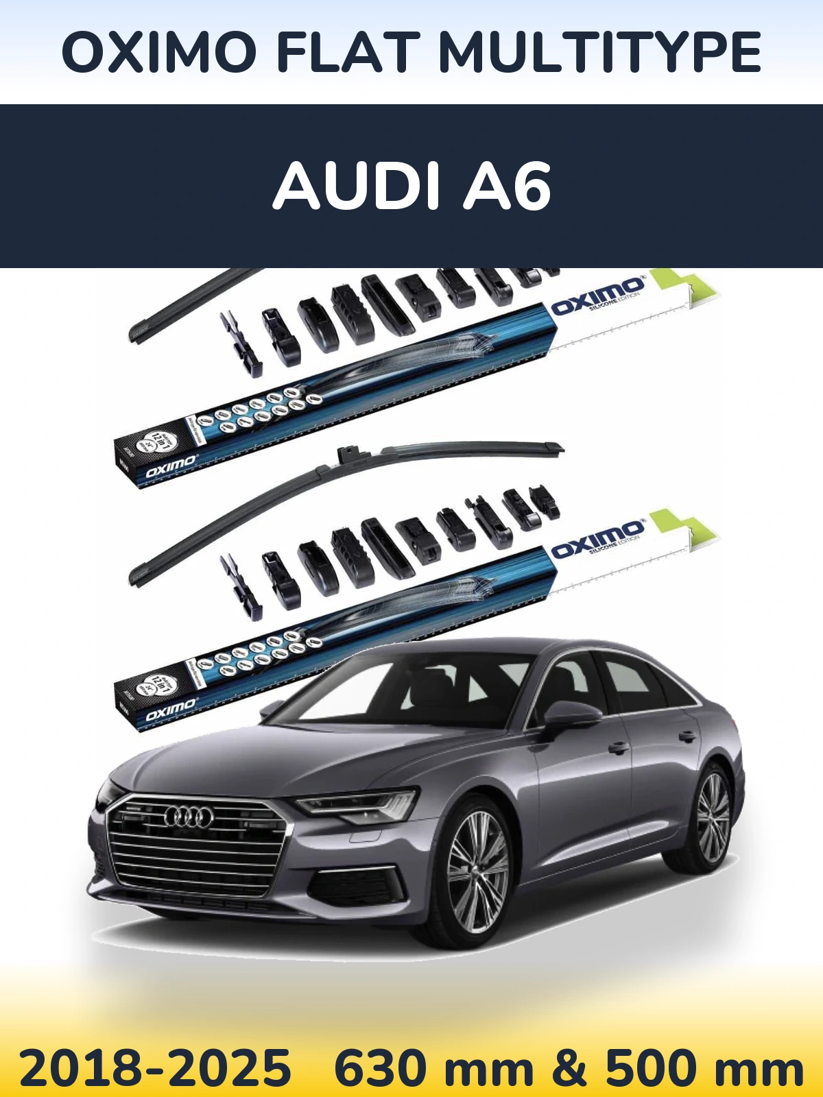 Komplet przednich wycieraczek Oximo Flat MultiType 600 & 500 mm do Audi A6 2018-2025