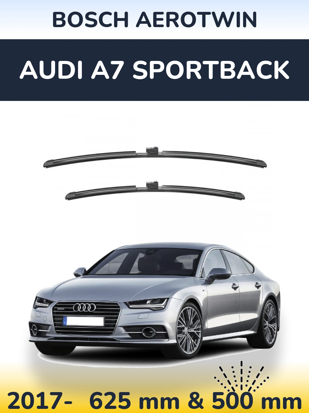 Komplet przednich wycieraczek BOSCH AeroTwin 625 & 500 mm do Audi A7 Sportback 2017-2026