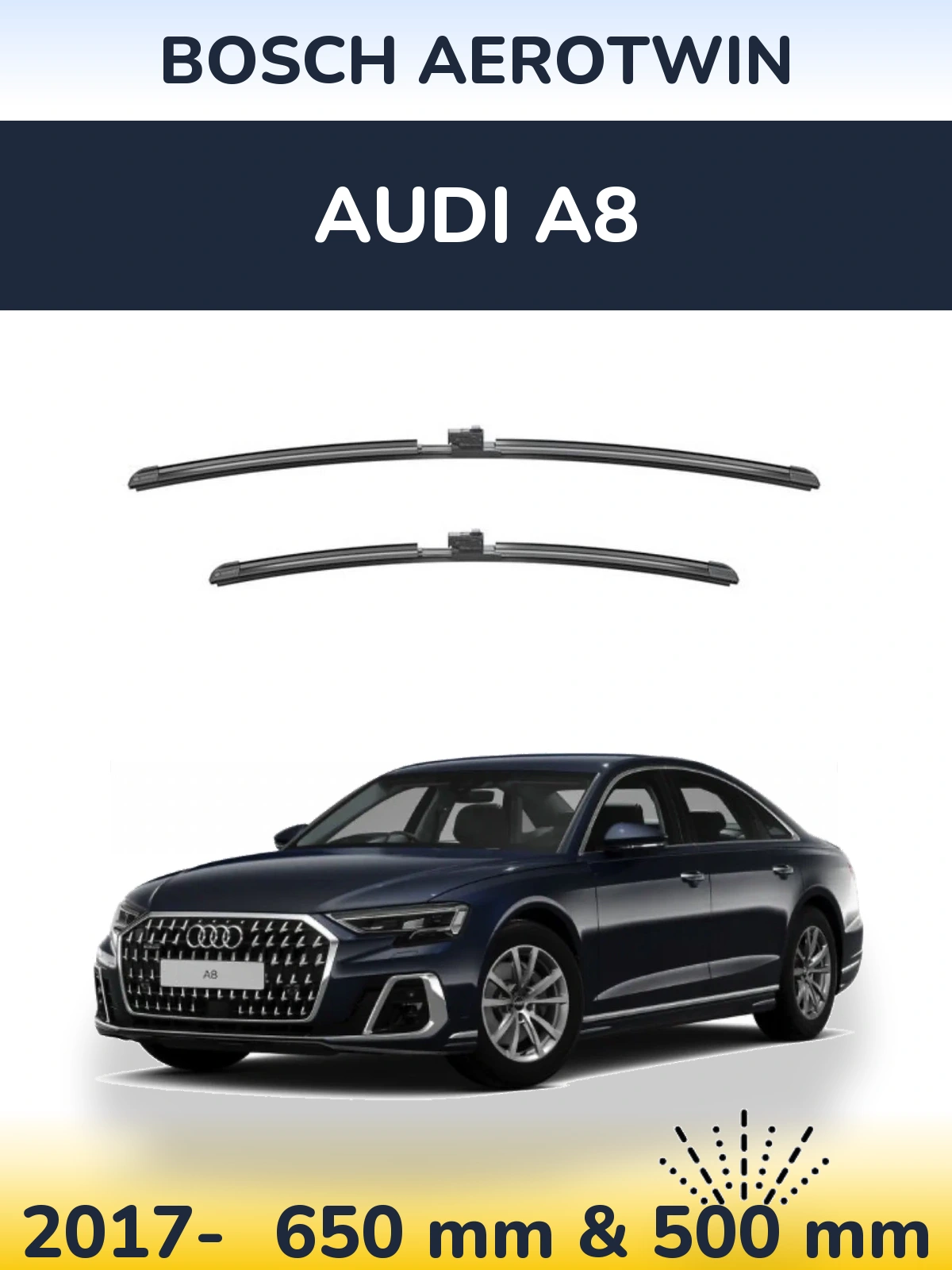 Комплект передних дворников BOSCH AeroTwin 650 & 500 мм для Audi A8 2017-2026