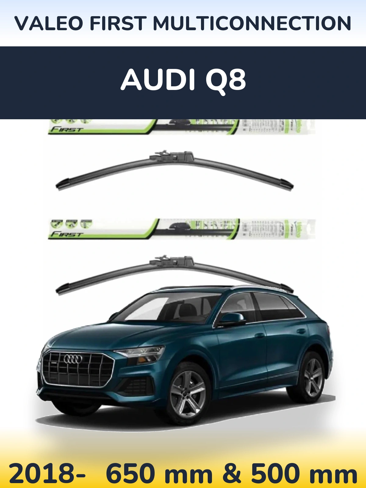 Komplet przednich wycieraczek Valeo First MultiConnection 650 & 500 mm do Audi Q8 2018-2026