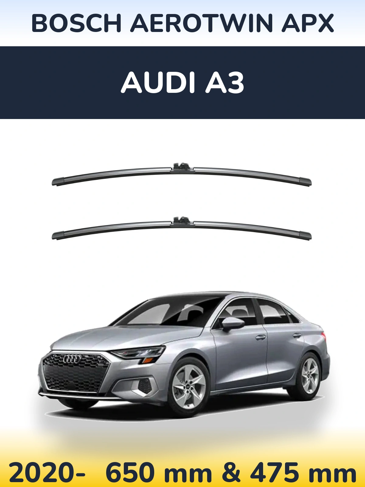 Komplet przednich wycieraczek BOSCH AeroTwin APX 650 & 475 mm do Audi A3 2020-2026