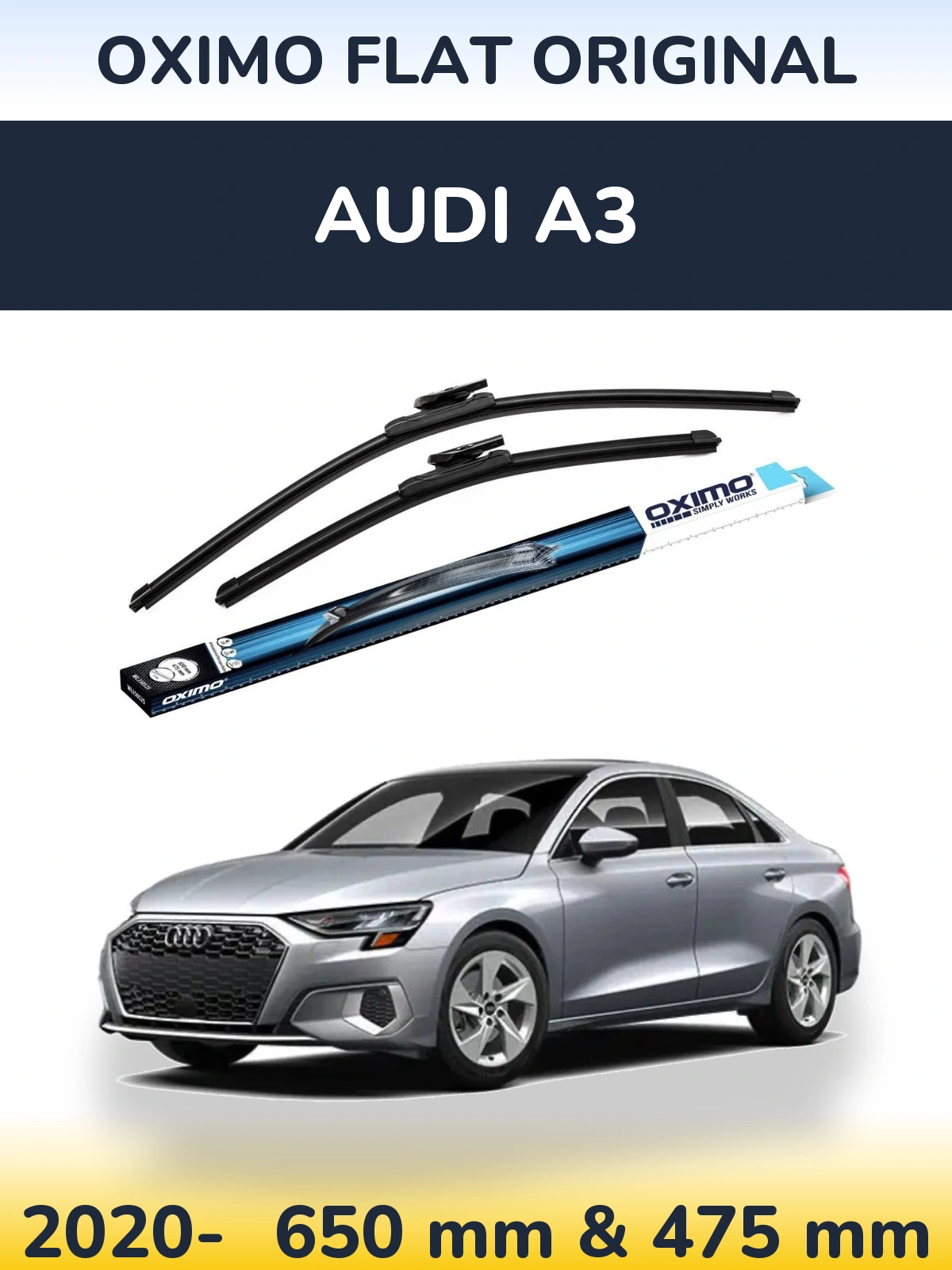 Komplet przednich wycieraczek Oximo Flat Original 650 & 475 mm do Audi A3 2020-2026