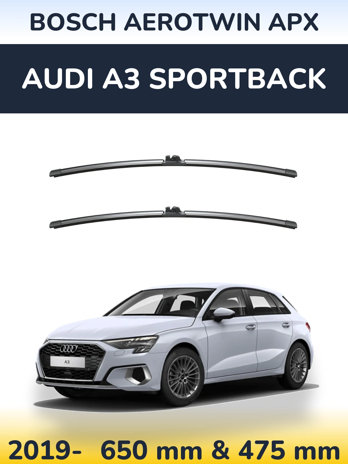 Komplet przednich wycieraczek BOSCH AeroTwin APX 650 & 475 mm do Audi A3 Sportback 2019-2026