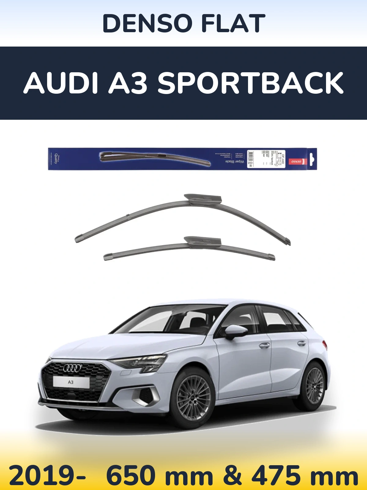 Комплект передних дворников Denso Flat 650 & 475 мм для Audi A3 Sportback 2019-2026