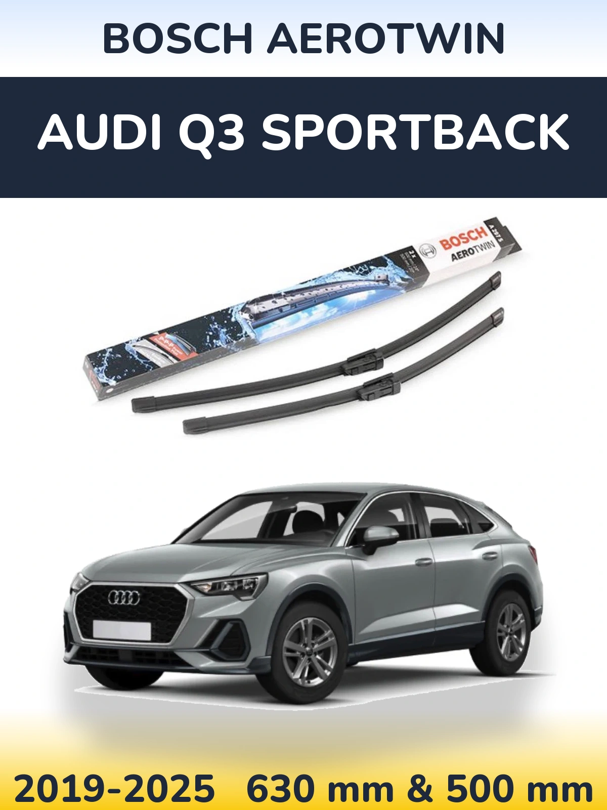 Komplet przednich wycieraczek BOSCH AeroTwin 600 & 500 mm do Audi Q3 Sportback 2019-2025