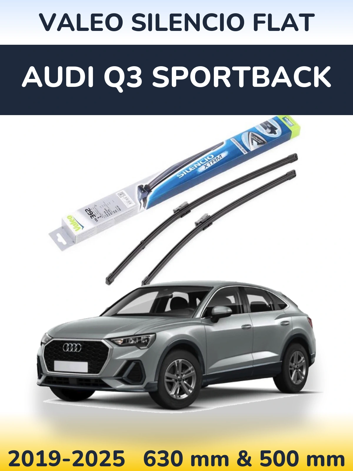 Komplet przednich wycieraczek Valeo Silencio Flat 600 & 500 mm do Audi Q3 Sportback 2019-2025
