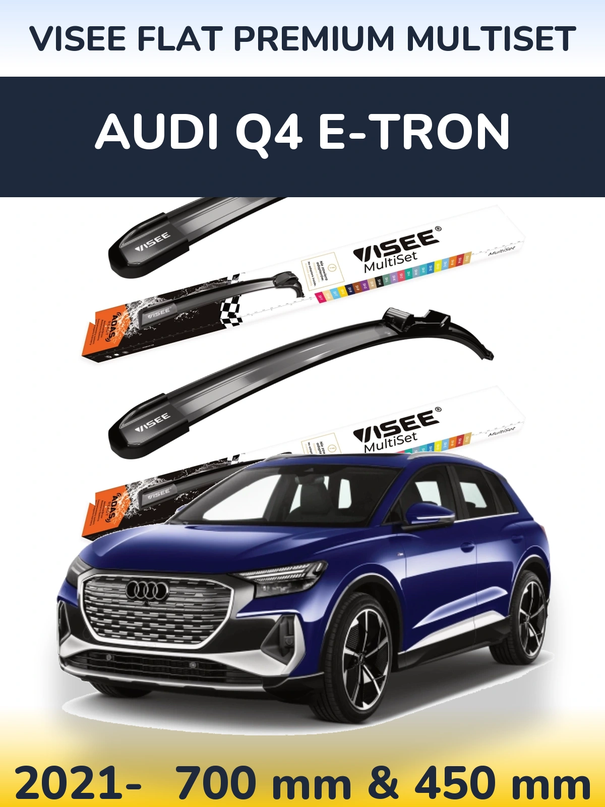 Комплект передних дворников VISEE FLAT PREMIUM MultiSet 700 & 450 мм для Audi Q4 e-tron 2021-2026
