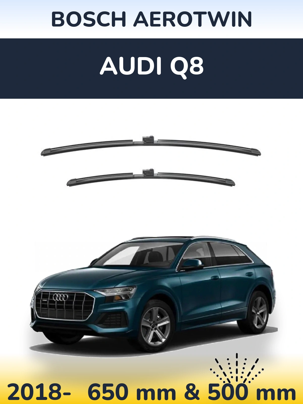 Komplet przednich wycieraczek BOSCH AeroTwin 650 & 500 mm do Audi Q8 2018-2026