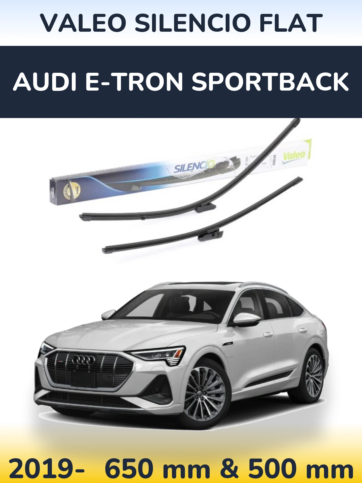 Комплект передних дворников Valeo Silencio Flat 630 & 500 мм для Audi e-tron Sportback 2019-2026