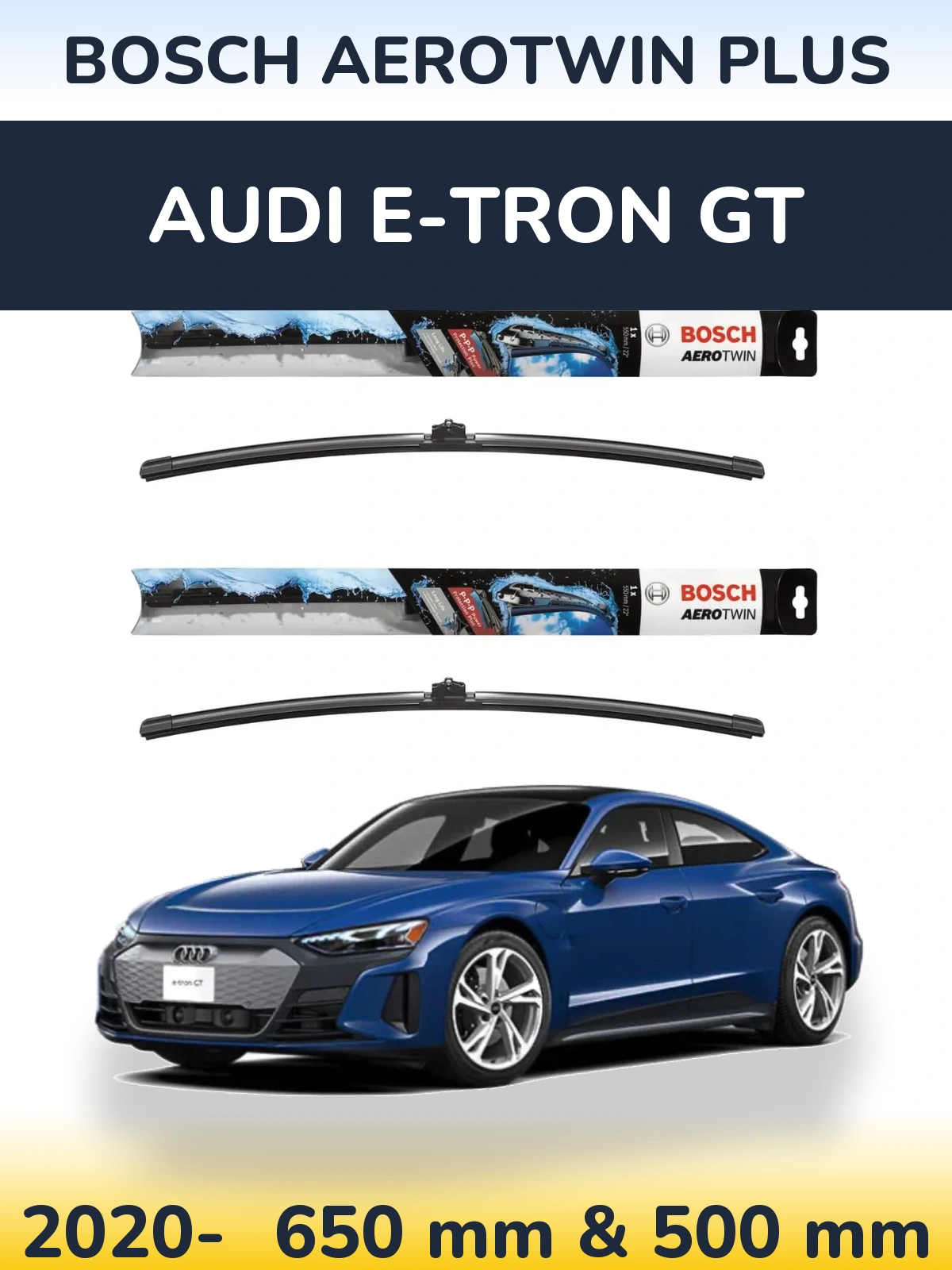 Komplet przednich wycieraczek BOSCH AeroTwin Plus 650 & 500 mm do Audi e-tron GT 2020-2026