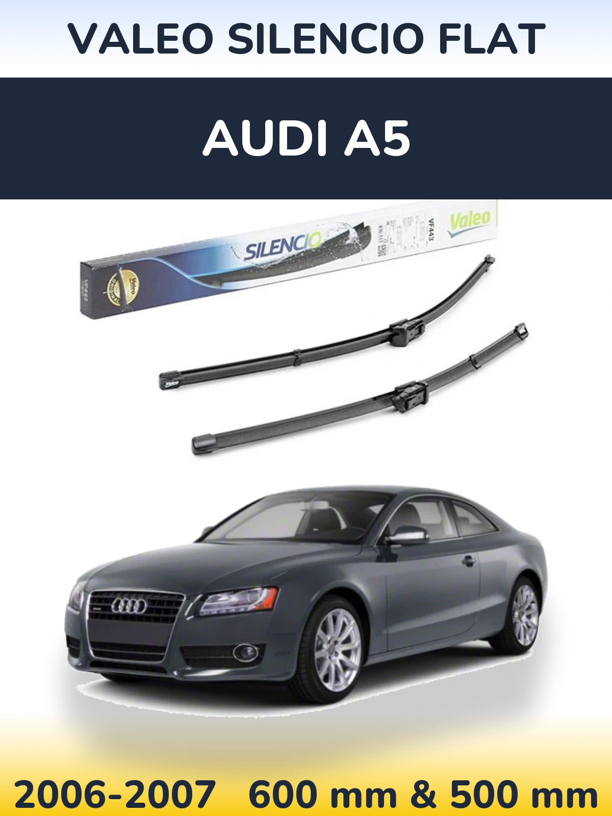 Комплект передних дворников Valeo Silencio Flat 600 & 500 мм для Audi A5 2006-2007