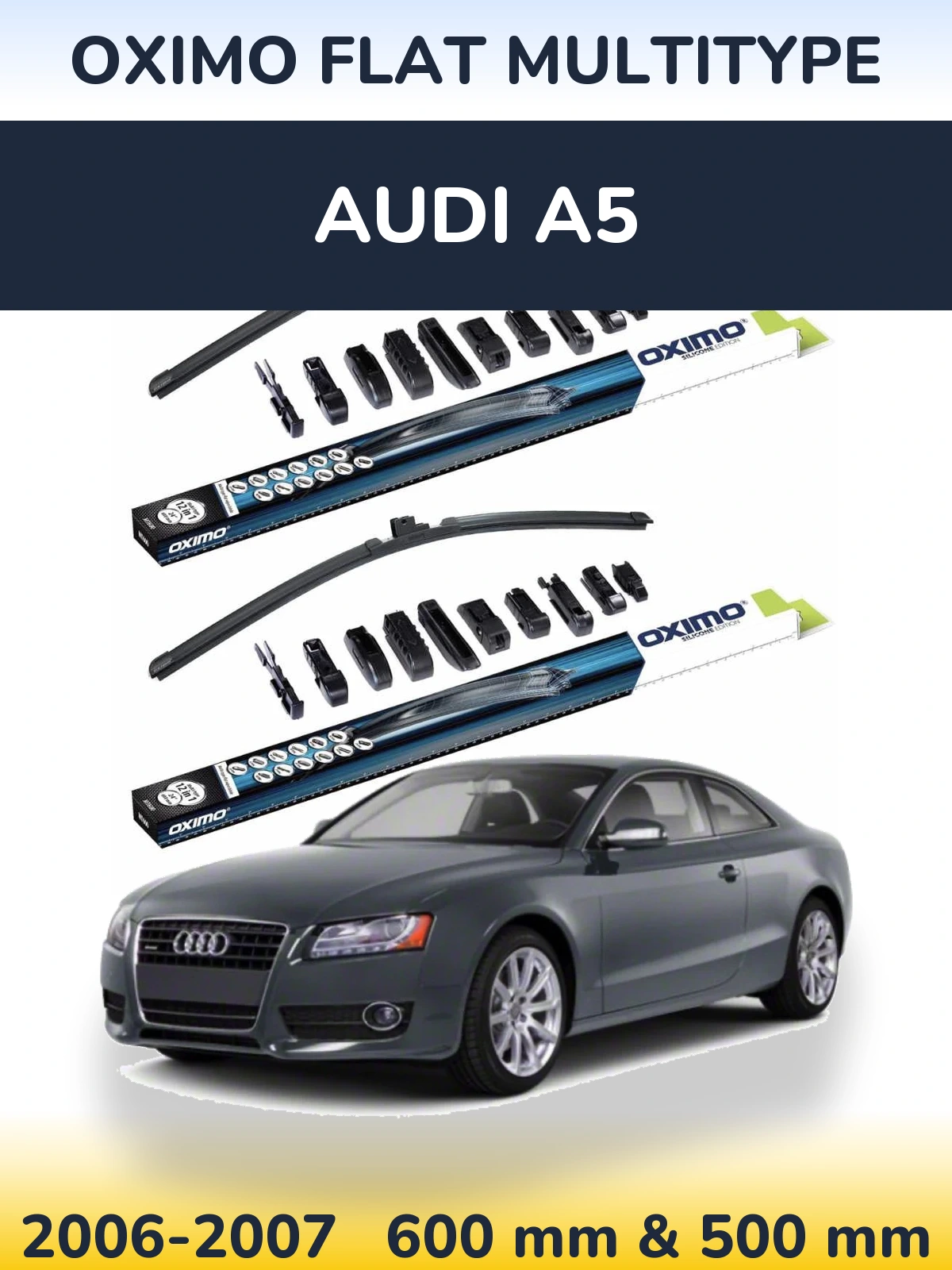 Комплект передних дворников Oximo Flat MultiТипe 600 & 500 мм для Audi A5 2006-2007