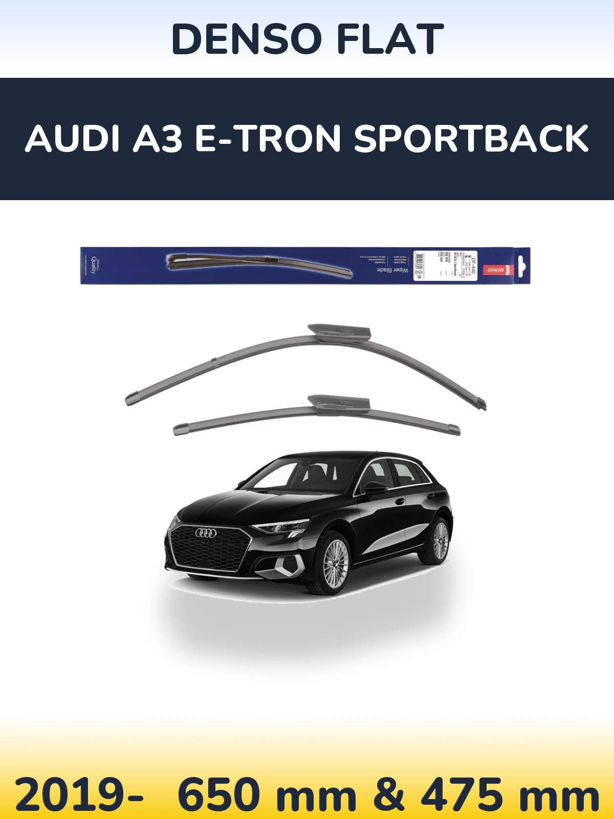 Komplet przednich wycieraczek Denso Flat 650 & 475 mm do Audi A3 e-tron Sportback 2019-2026