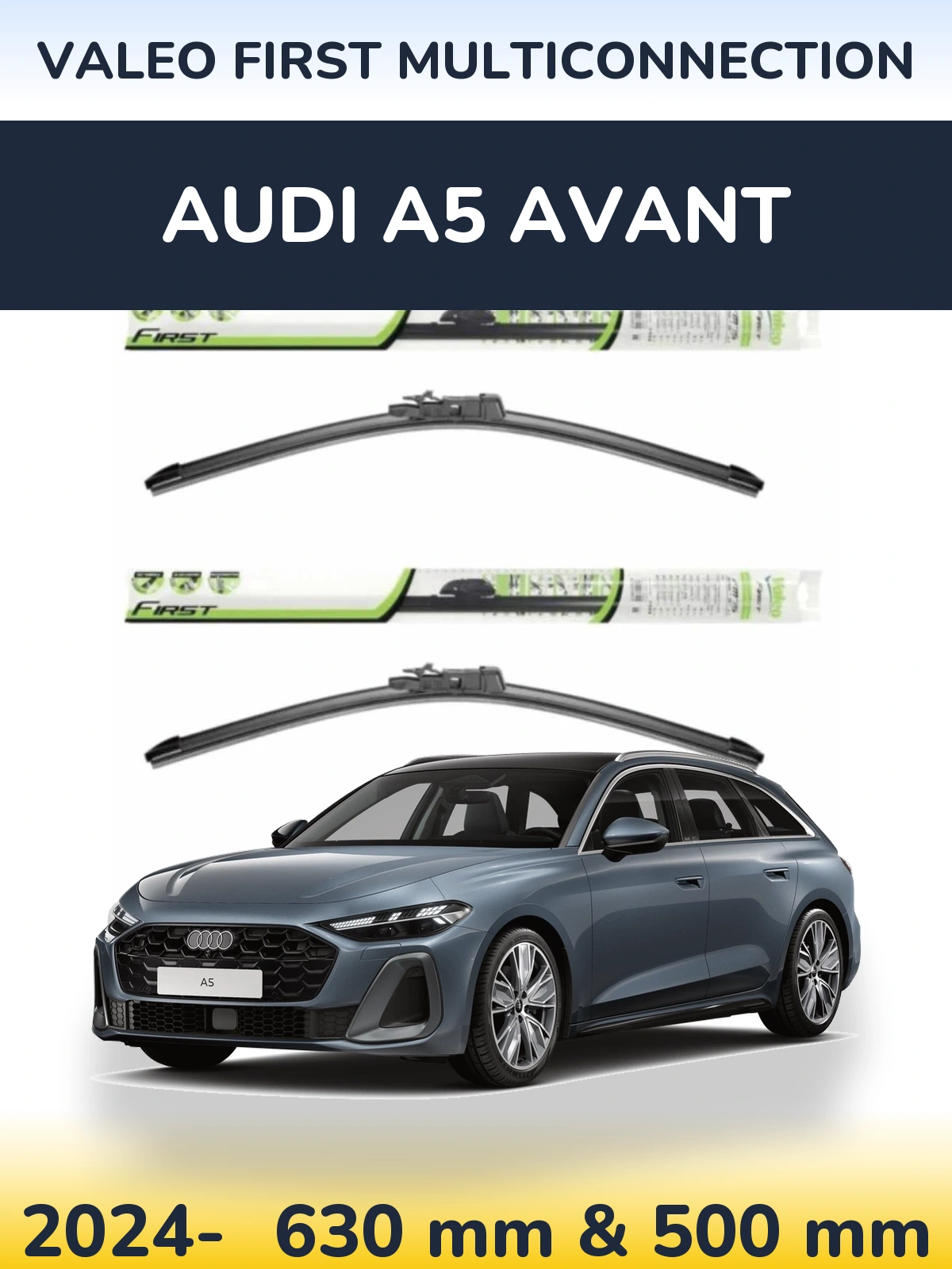 Komplet przednich wycieraczek Valeo First MultiConnection 600 & 500 mm do Audi A5 Avant 2024-2026