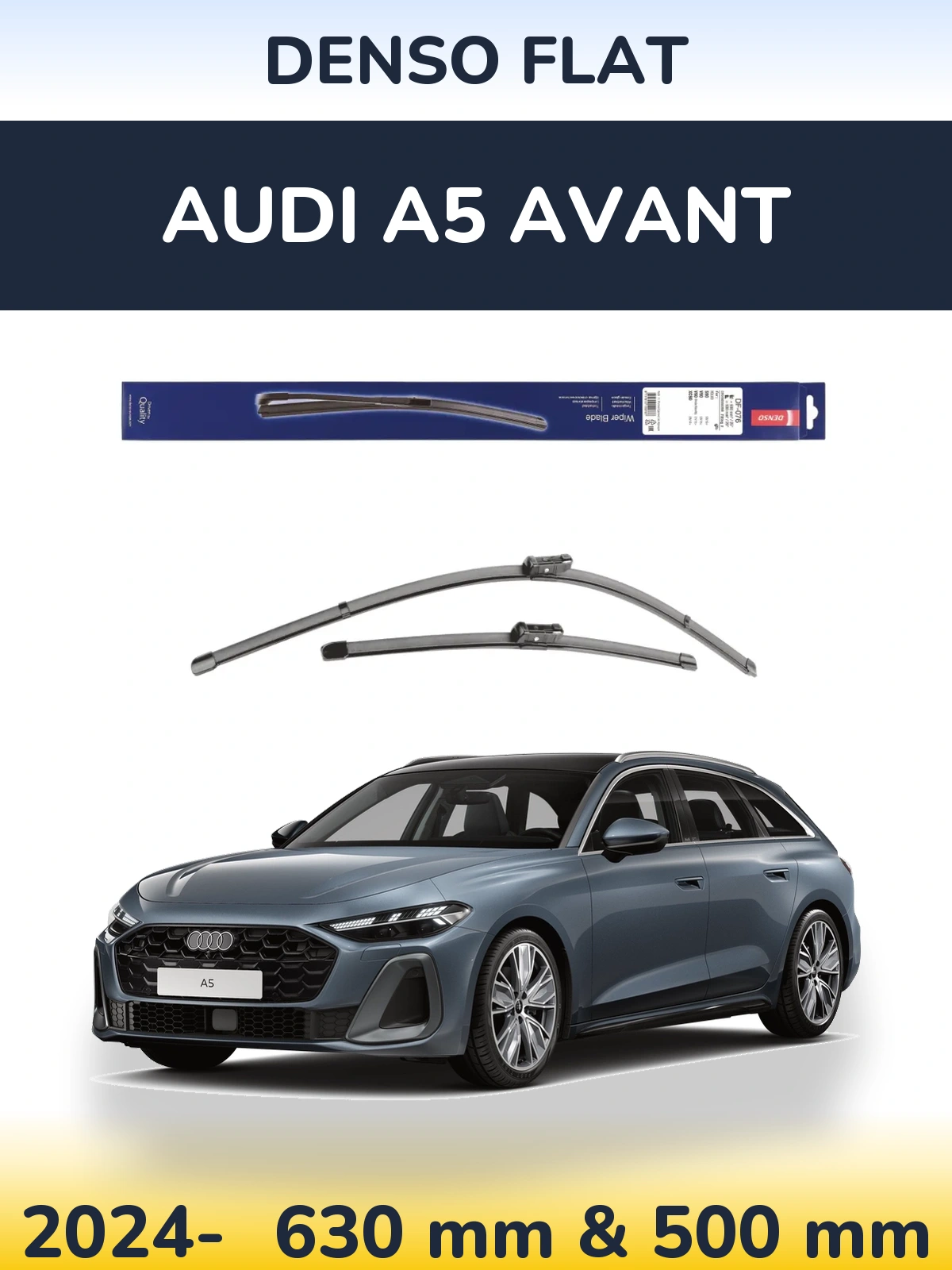 Комплект передних дворников Denso Flat 630 & 500 мм для Audi A5 Avant 2024-2026