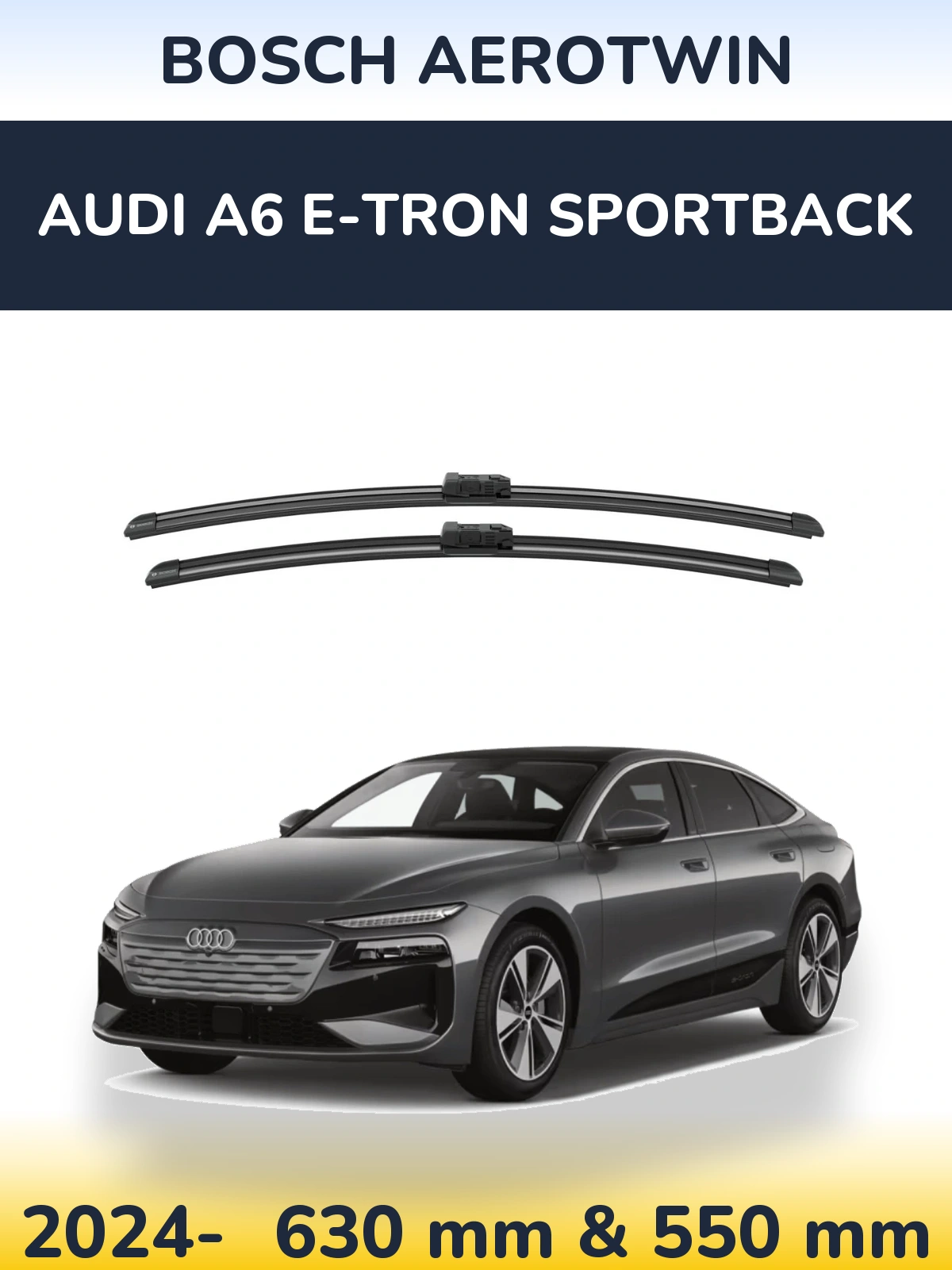 Комплект передніх щіток BOSCH AeroTwin 625 & 550 мм для Audi A6 e-tron Sportback 2024-2026