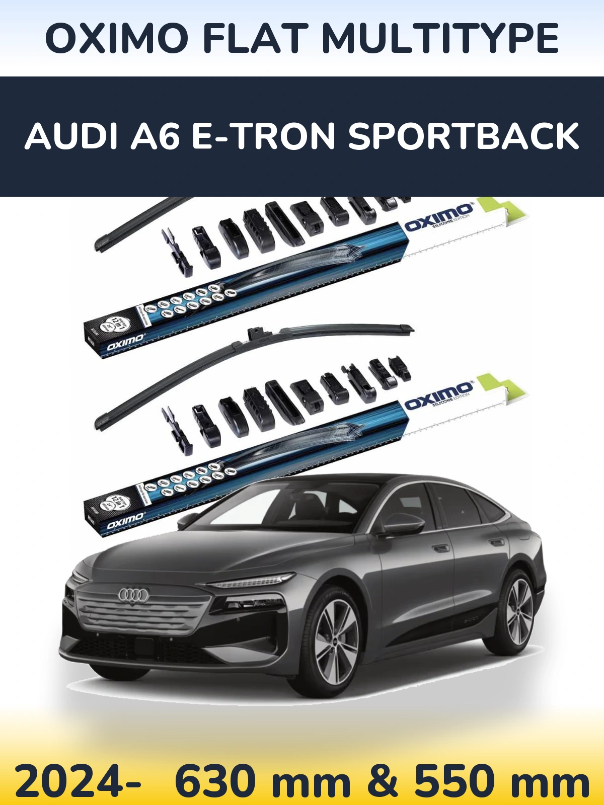 Комплект передних дворников Oximo Flat MultiТипe 600 & 550 мм для Audi A6 e-tron Sportback 2024-2026