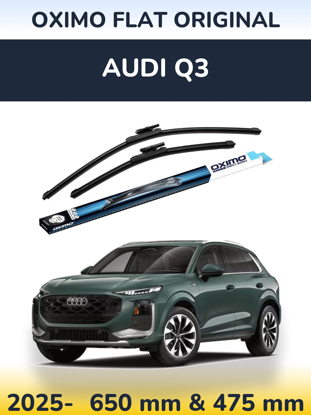Komplet przednich wycieraczek Oximo Flat Original 650 & 475 mm do Audi Q3 2025-2026