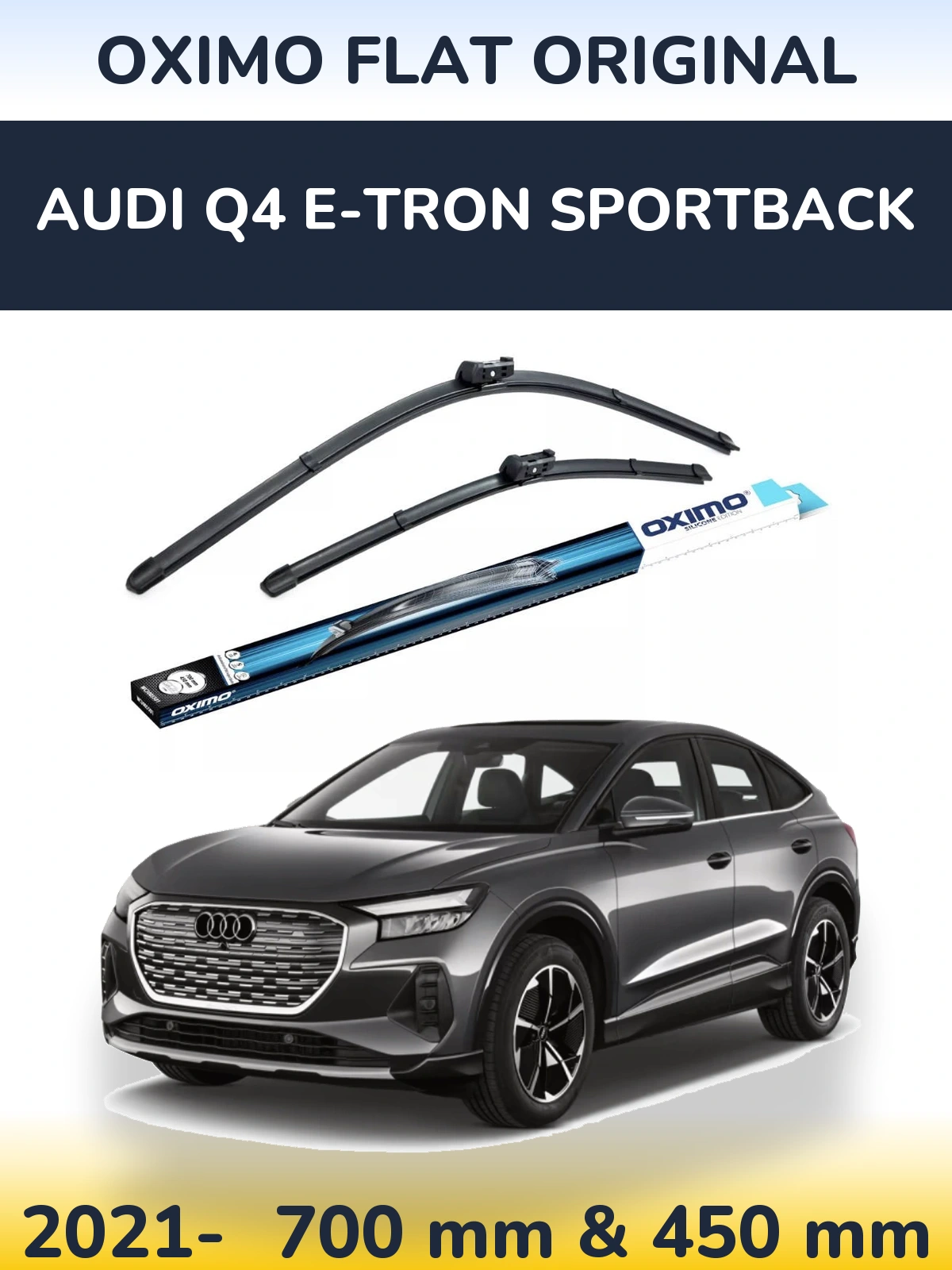 Komplet przednich wycieraczek Oximo Flat Original 700 & 450 mm do Audi Q4 e-tron Sportback 2021-2026