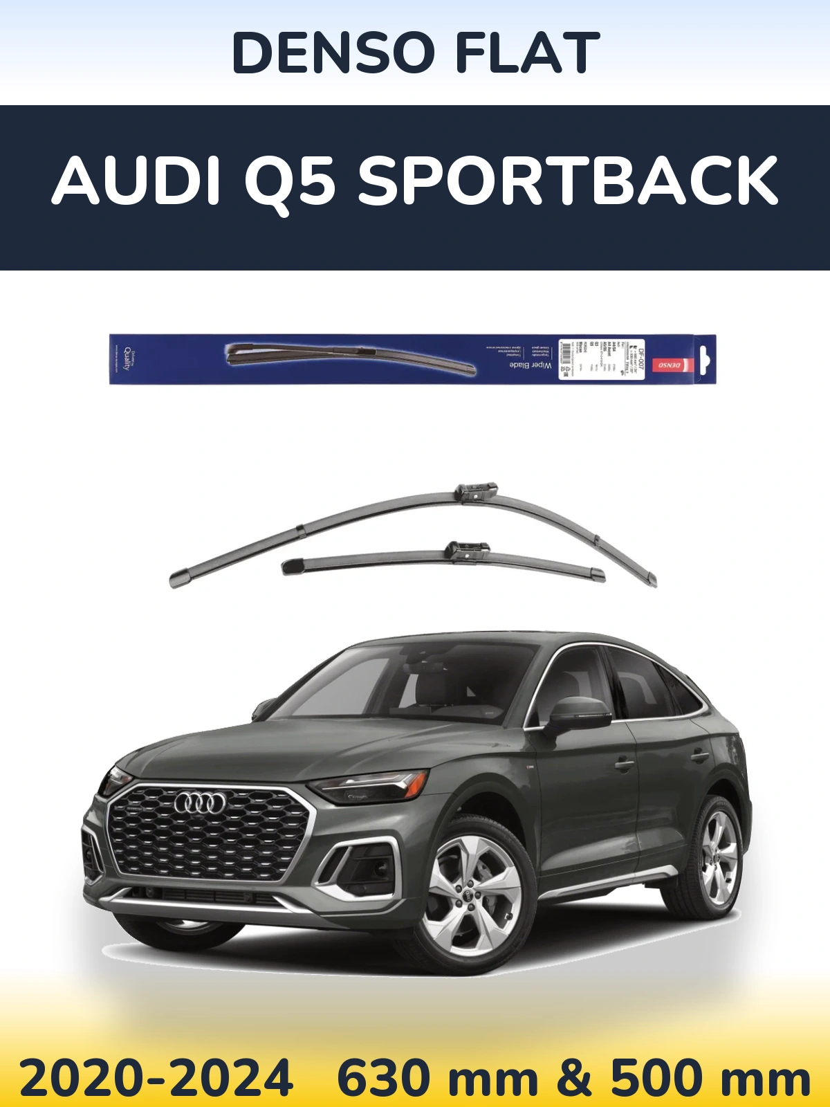 Front wiper blade set Denso Flat 600 & 500 mm for Audi Q5 Sportback 2020-2024