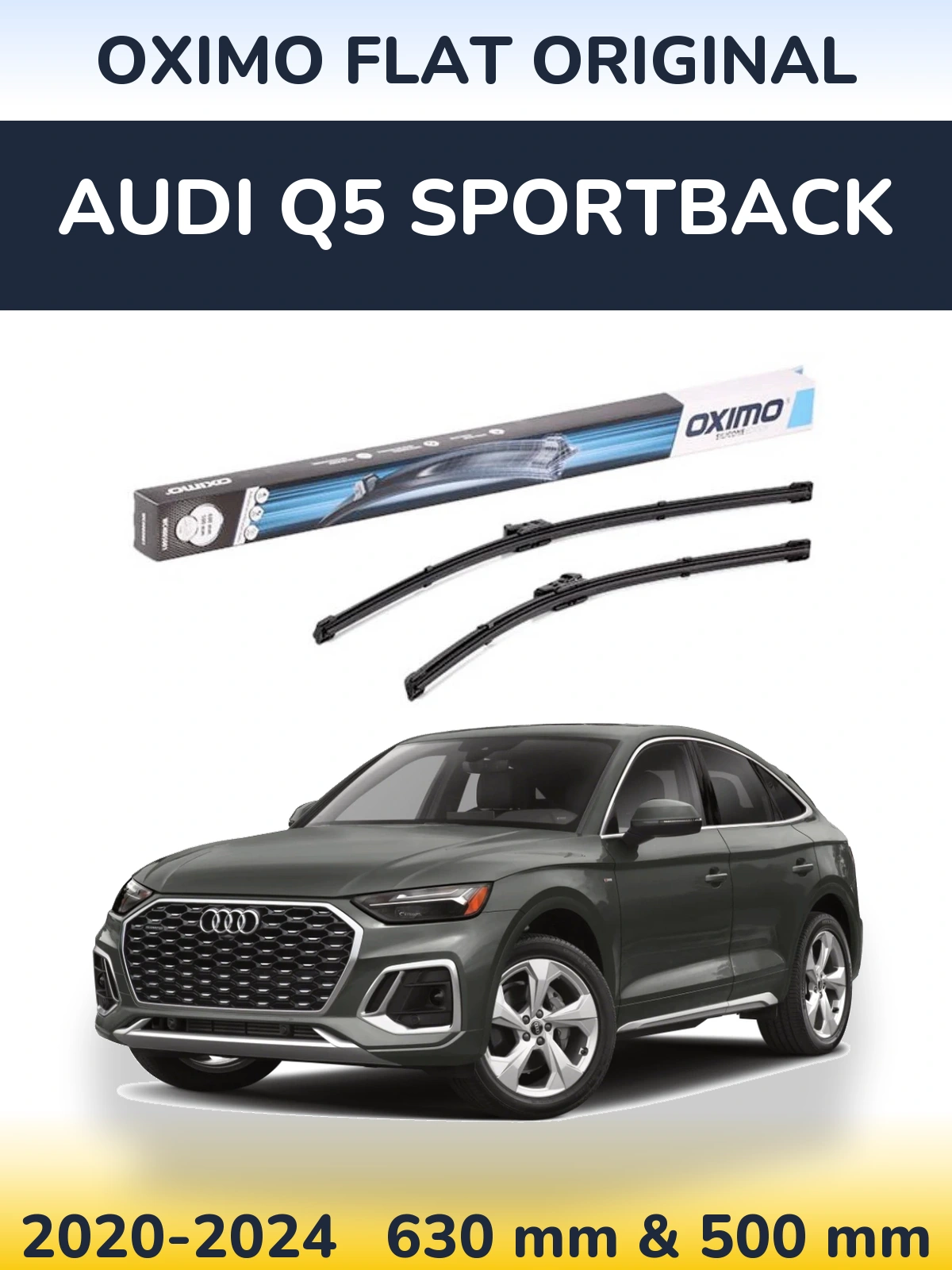 Front wiper blade set Oximo Flat Original 600 & 500 mm for Audi Q5 Sportback 2020-2024