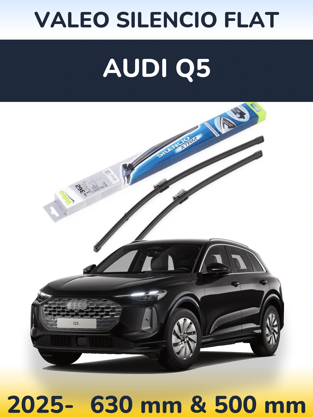 Komplet przednich wycieraczek Valeo Silencio Flat 600 & 500 mm do Audi Q5 2025-2026