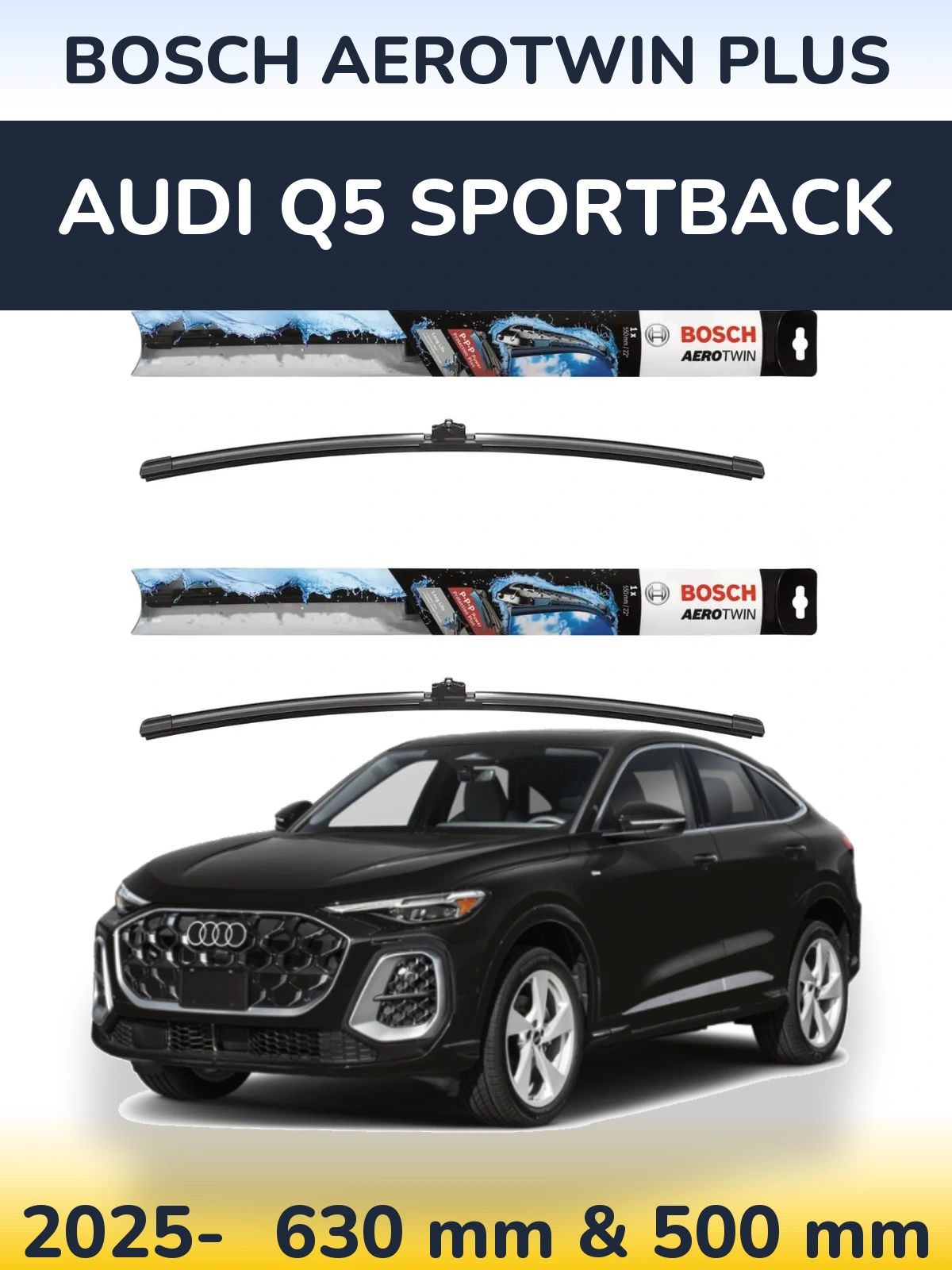 Komplet przednich wycieraczek BOSCH AeroTwin Plus 600 & 500 mm do Audi Q5 Sportback 2025-2026