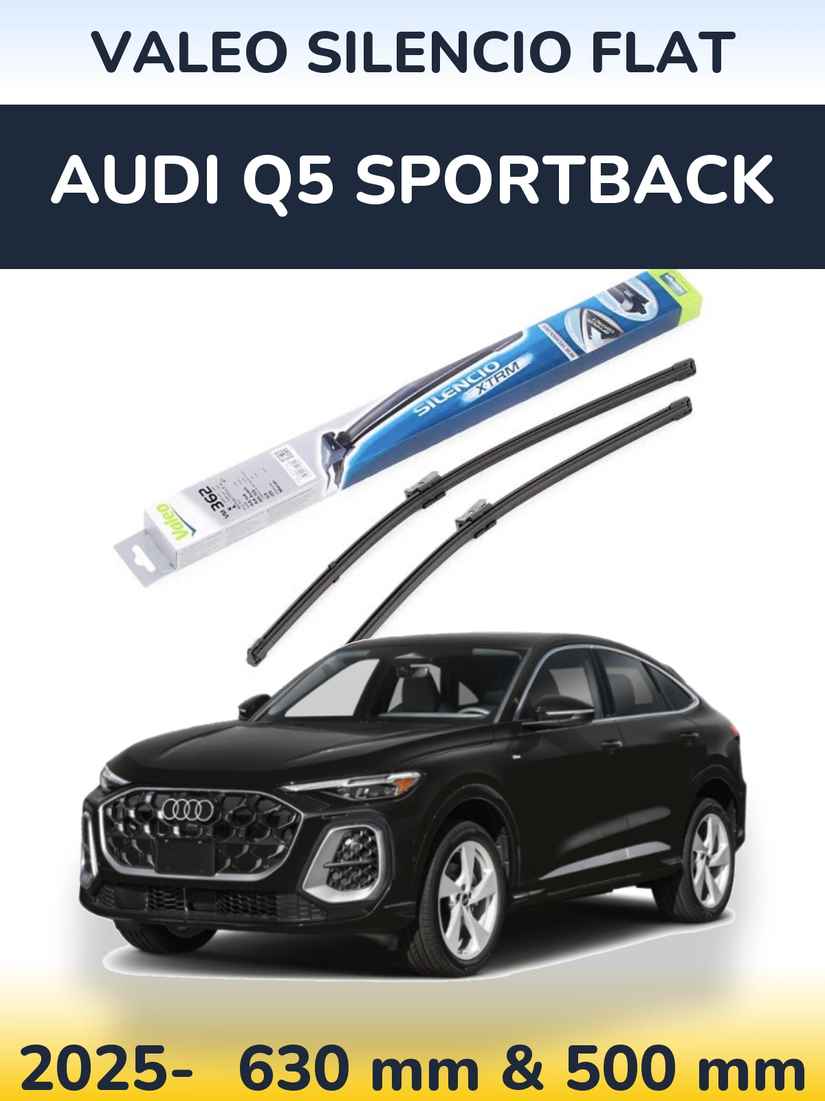 Komplet przednich wycieraczek Valeo Silencio Flat 600 & 500 mm do Audi Q5 Sportback 2025-2026