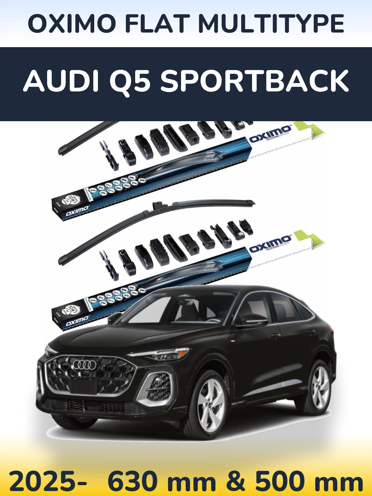 Комплект передних дворников Oximo Flat MultiТипe 600 & 500 мм для Audi Q5 Sportback 2025-2026