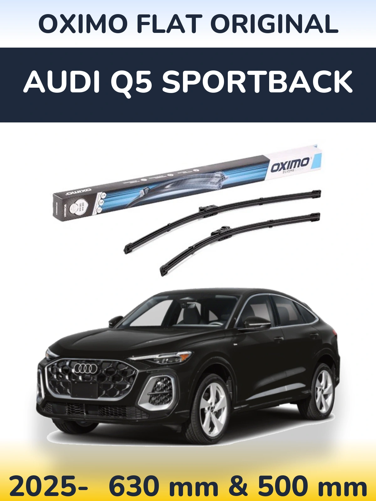 Комплект передних дворников Oximo Flat Original 600 & 500 мм для Audi Q5 Sportback 2025-2026