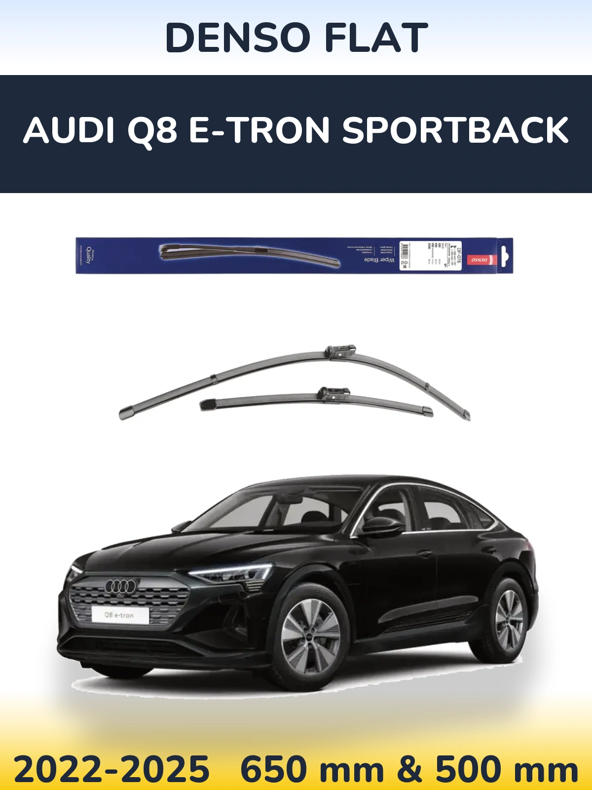 Front wiper blade set Denso Flat 630 & 500 mm for Audi Q8 e-tron Sportback 2022-2025