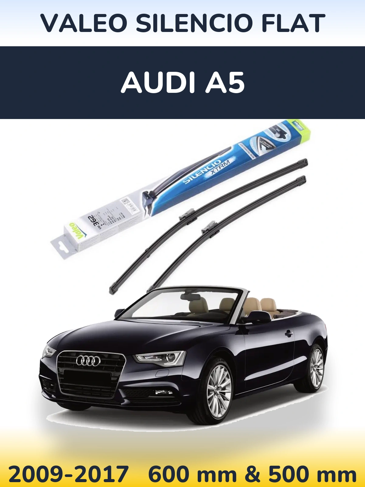 Komplet przednich wycieraczek Valeo Silencio Flat 600 & 500 mm do Audi A5 2009-2017