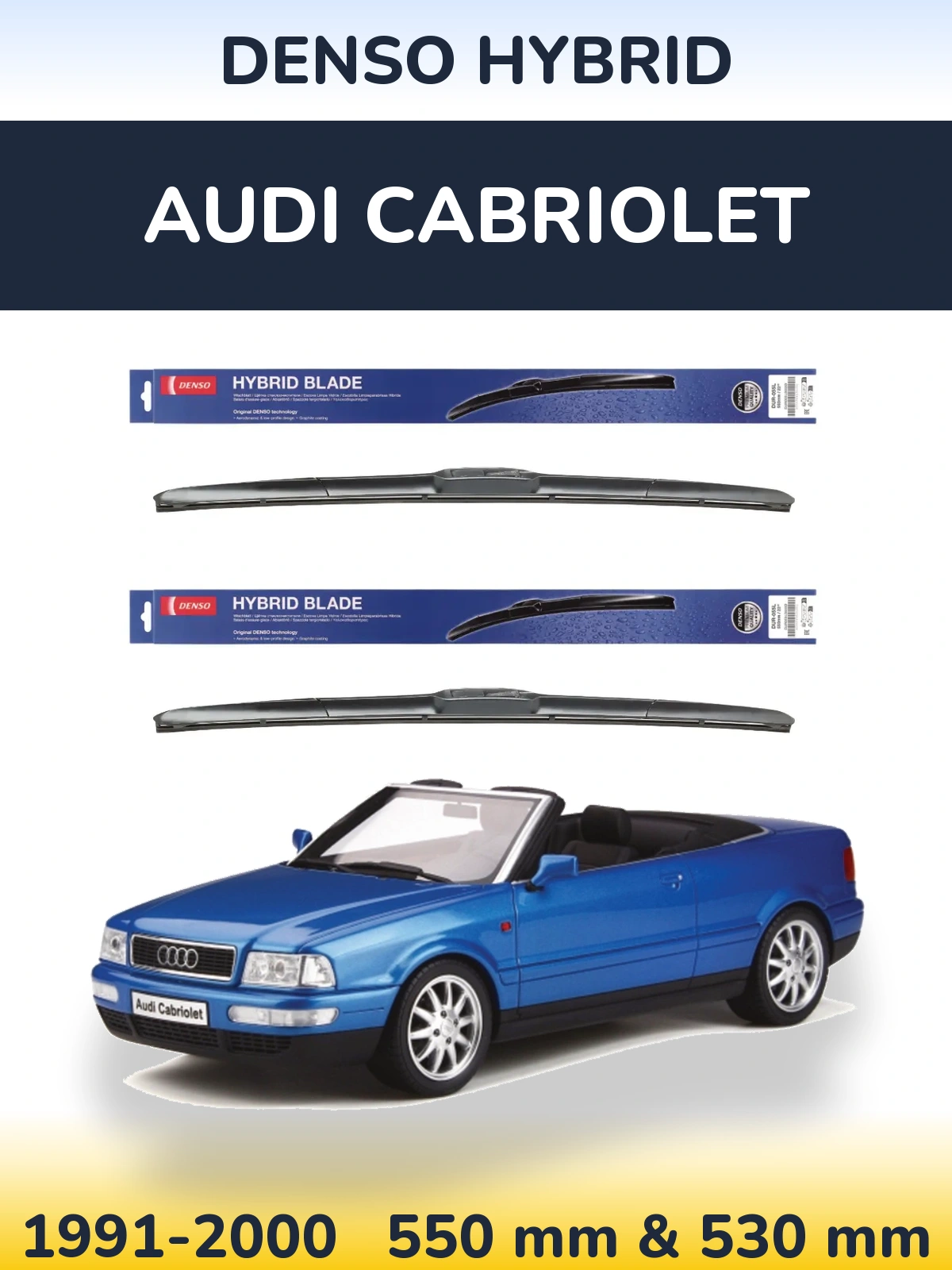 Комплект передних дворников Denso Hybrid 550 & 530 мм для Audi Cabriolet 1991-2000