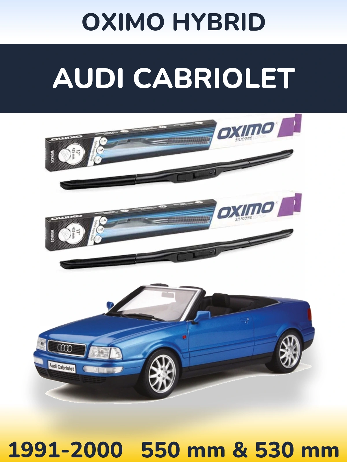 Komplet przednich wycieraczek Oximo Hybrid 550 & 530 mm do Audi Cabriolet 1991-2000