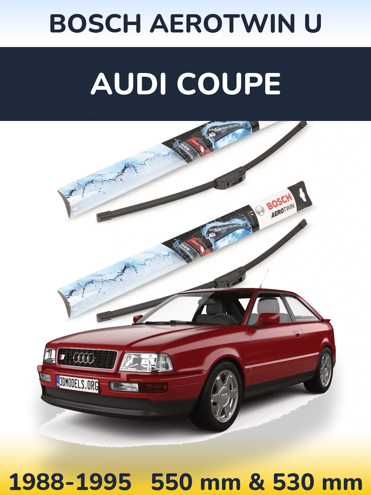 Komplet przednich wycieraczek BOSCH AeroTwin U 550 & 530 mm do Audi Coupe 1988-1995